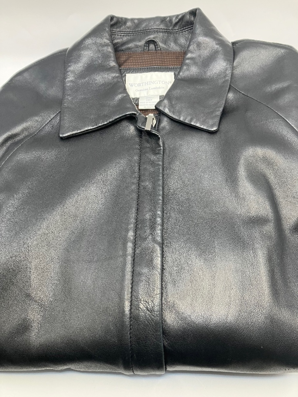 Worthington Genuine Lambskin Leather Jacket Size Small Chico Black